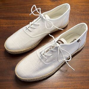 Lam White Lace Up Linen Espadrilles Womens US 11W